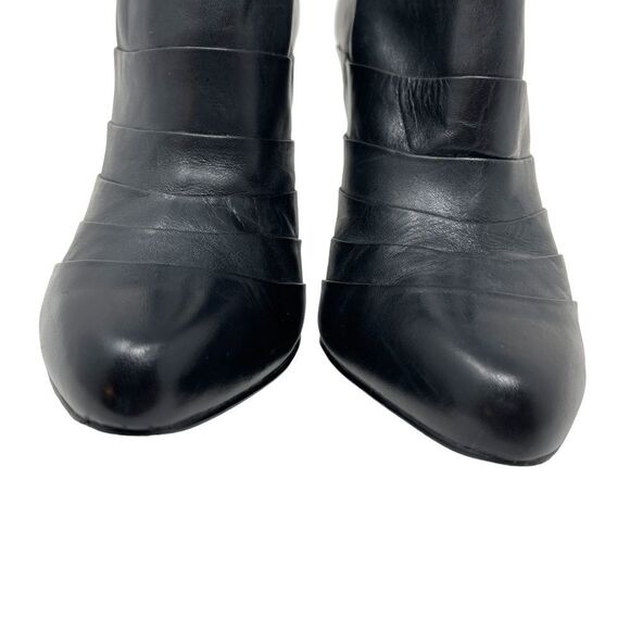 Guess Slick Ankle Bootie Stiletto Pleated Black Leather Women's 10 Back Zip - Picture 3 of 9